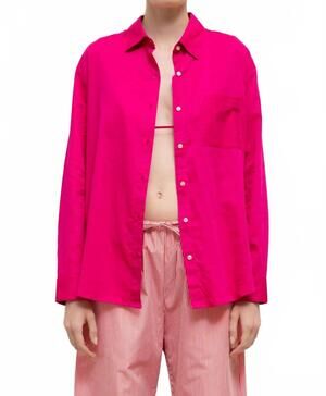 NEW LESET yoko classic button down shirt in amaranth